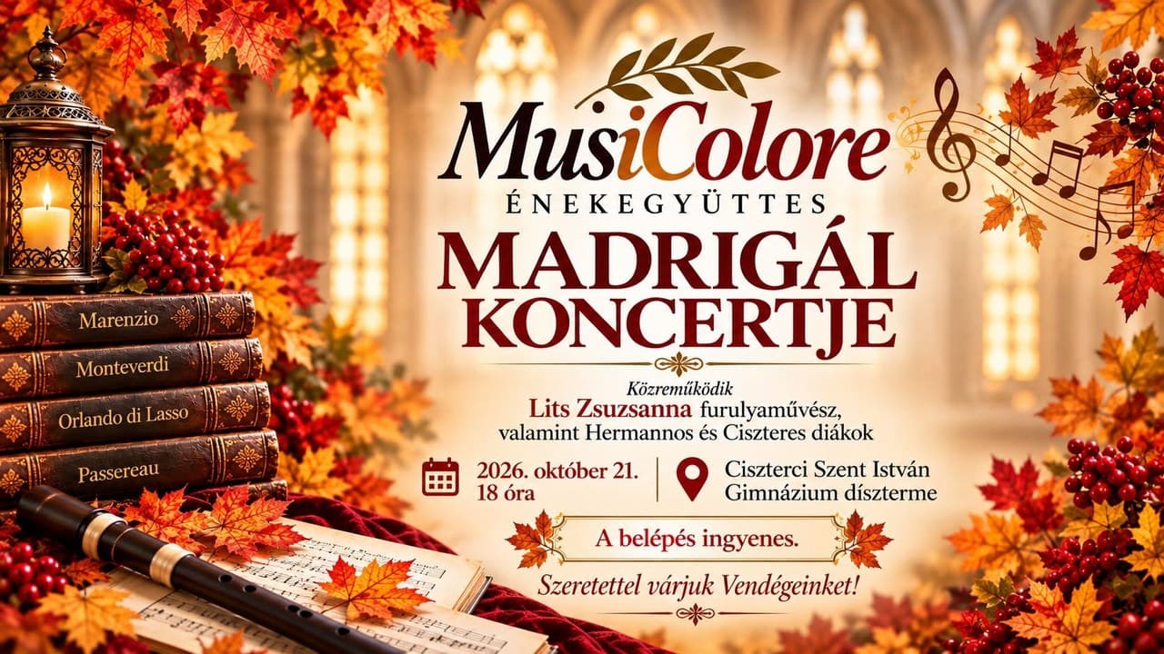 Reneszánsz madrigálok szólnak a ciszterci gimnázium dísztermében
