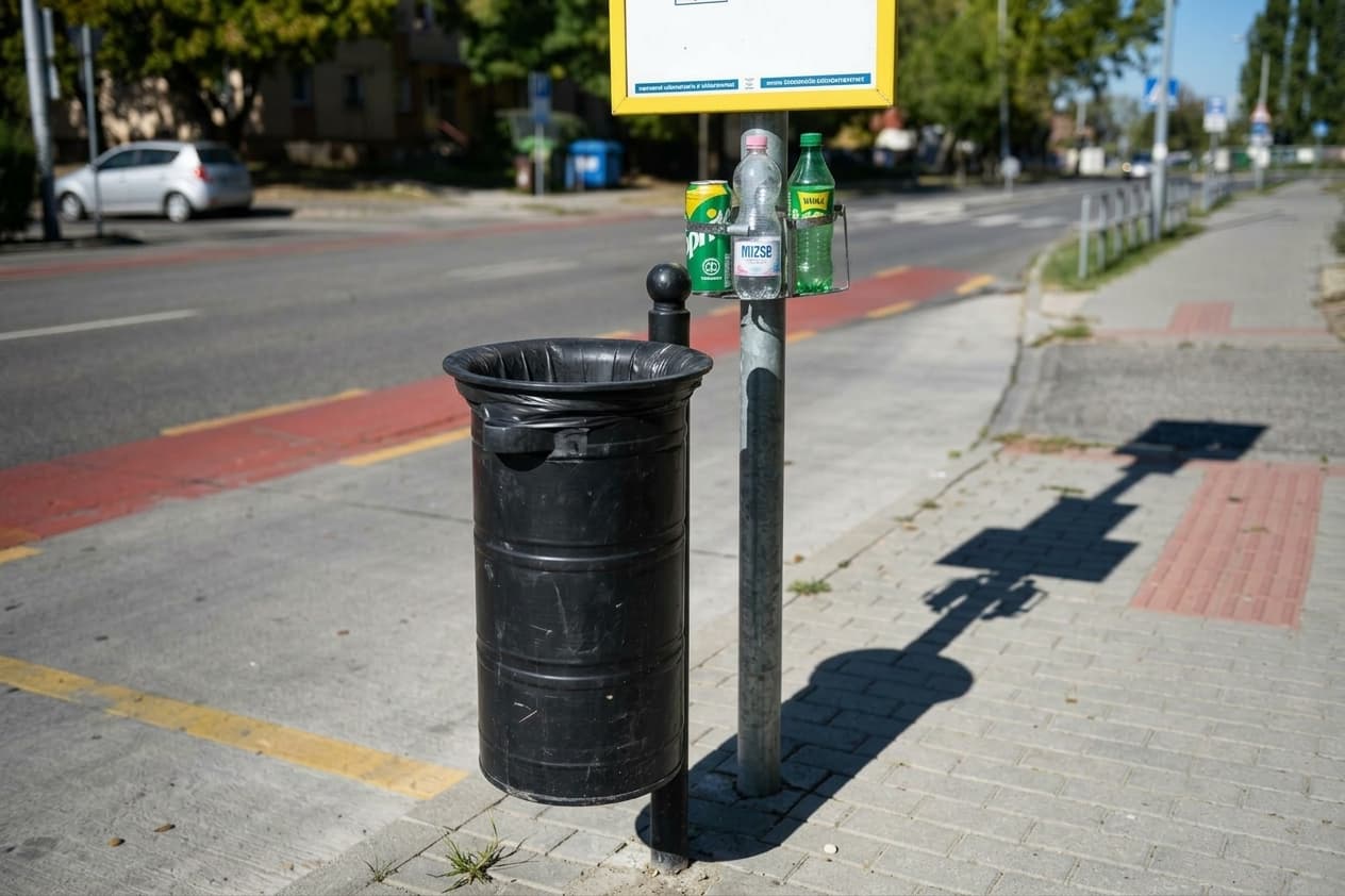 Palacktartók kerültek a buszmegállókba: a visszaváltható flakonoknak szánják